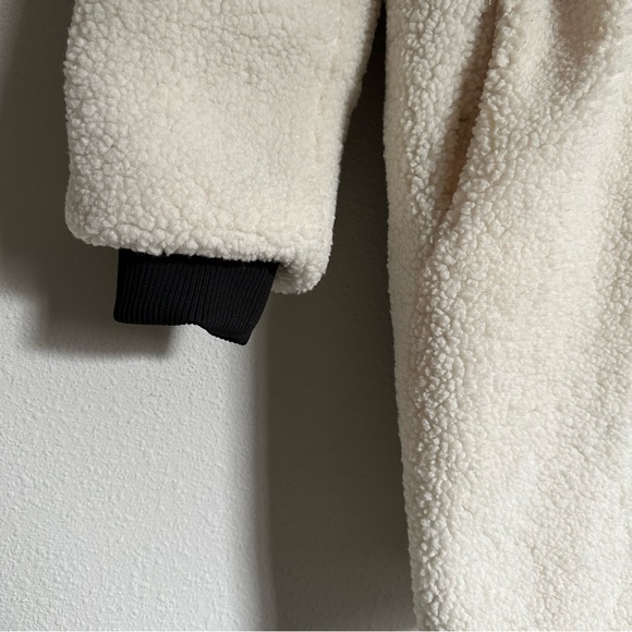 NVLT Anthropologie cream sherpa fleece longline jacket w/ faux leather accent - Picture 12 of 12